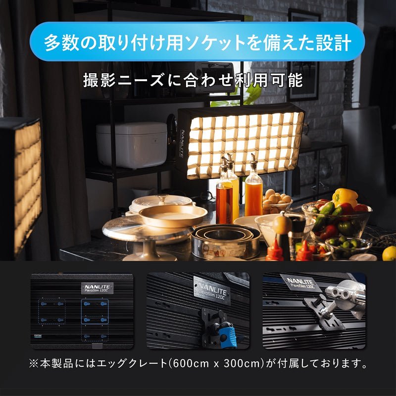 NANLITE PavoSlim 120C 撮影用ライト パネルライト RGBWW RGBライト 150W 2700-7500K アプリ操作 天吊り フルカラー 動画撮影  ライブ配信 国内正規品