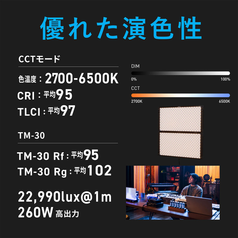 NANLITE PavoSlim 240B 撮影用ライト パネルライト 260W 2700-6500K アプリ操作 天吊り バイカラー 動画撮影  ライブ配信 国内正規品